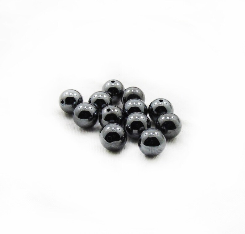Hematite Beads 10mm Hematite Beads Non Magnetic 10 pcs Round Hematite Beads Jewelry Making DIY Craft Supplies