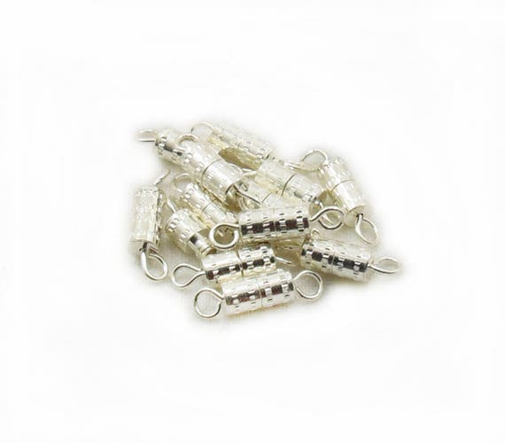 10 small silver plated barrel clasps findings for jewellery making crafts