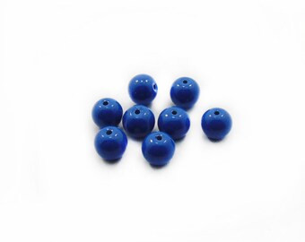 Glass Beads, Blue Beads, 40pcs Beads, 8mm Beads, Round Beads, Ball Beads, Jewerly Making, DIY Beads