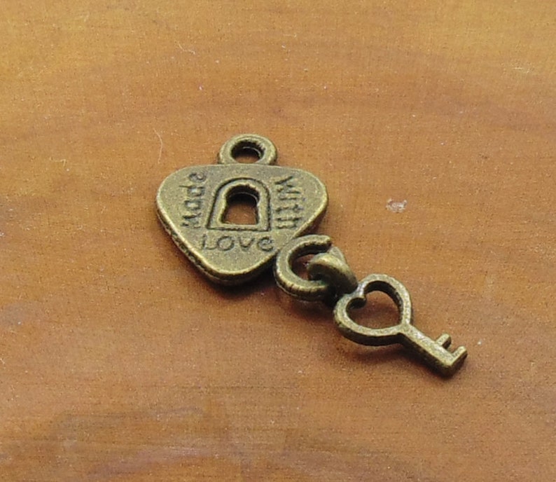 Antique Bronze Lock and Key Charm Heart Charms Love Charms Etsy