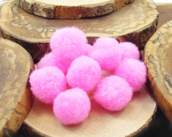 Pink Pom Poms, 20mm Pom Poms, 100pcs Pom Poms, Acrylic Pom Poms, Yarn Pom Poms,  Craft Embellishment, DIY Pom Poms