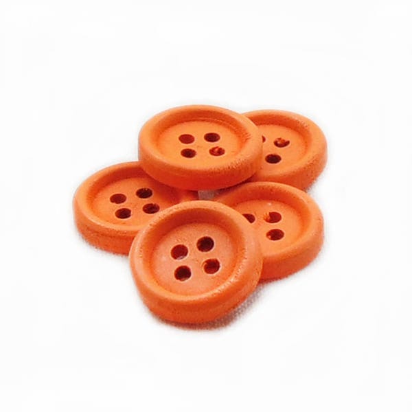 Orange Wood Buttons, 30pcs buttons, 15mm Buttons, Wooden Buttons, Sewing Buttons, Orange Buttons, Crochet Buttons, Baby Buttons, DIY Buttons