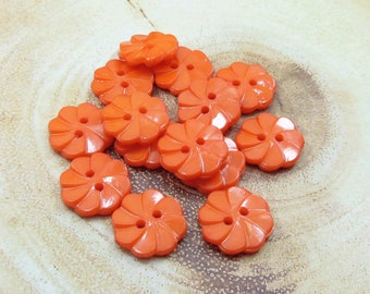 Orange Buttons, 65pcs Buttons, Acrylic Buttons, 18mm Buttons, Flower Buttons, Babies Buttons, Sewing Buttons, DIY Buttons