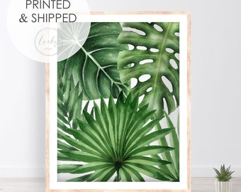 Hoja tropical, hoja de palma grande, hojas tropicales, decoración de pared tropical, minimalista moderno, arte de pared verde - cartel, metal o lienzo impresión