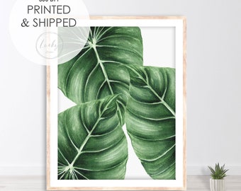 Hoja tropical, hoja de palma grande, hojas tropicales, decoración de pared tropical, minimalista moderno, arte de pared verde - cartel, metal o lienzo impresión