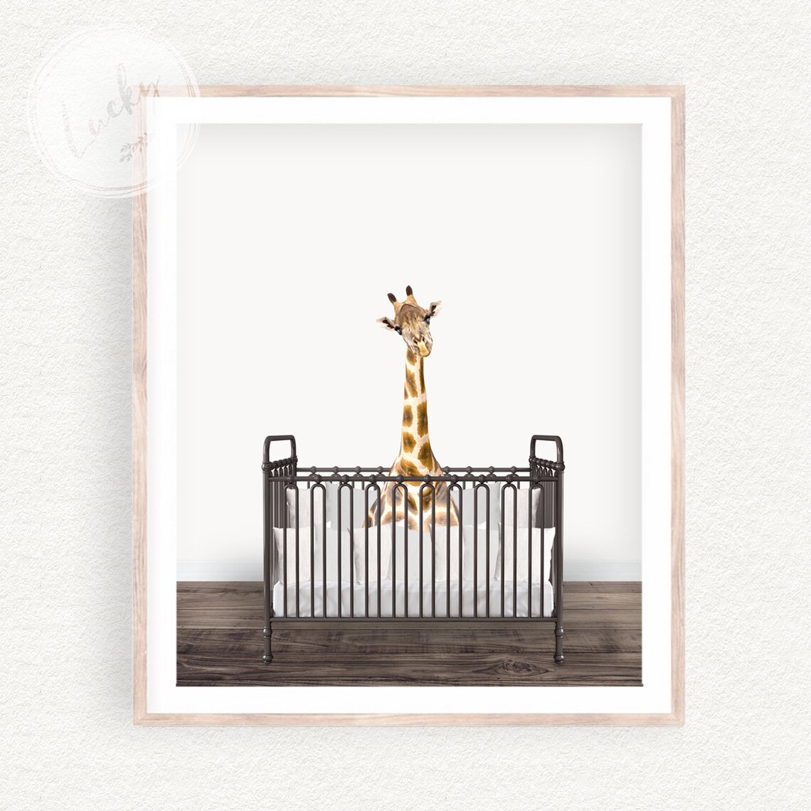 Giraffe In Crib Nursery Art Baby Giraffe Art Print Baby Etsy