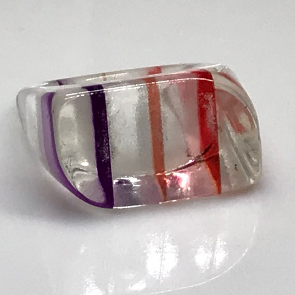 lucite ring vintage striped vintage pink