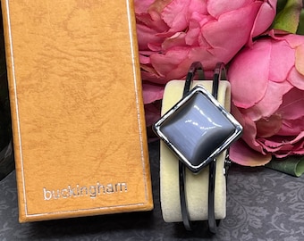 bangle enamel hinged grey  vintage
