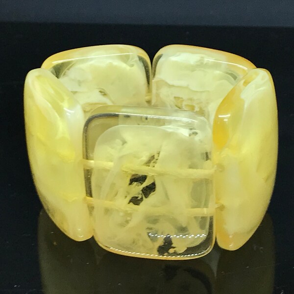 Transparent resin bracelet chunky stretchy marbled apple juice