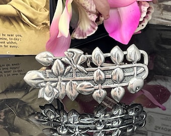 Vintage barrette pewter StJustins Mackintosh style