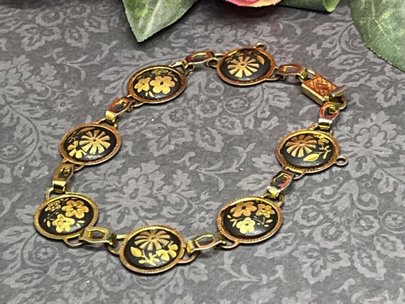 アクセサリー Toledo Spain damascene vintage bracelet Vintage Damascene Toledo Spain Gold Bird Floral Hinged