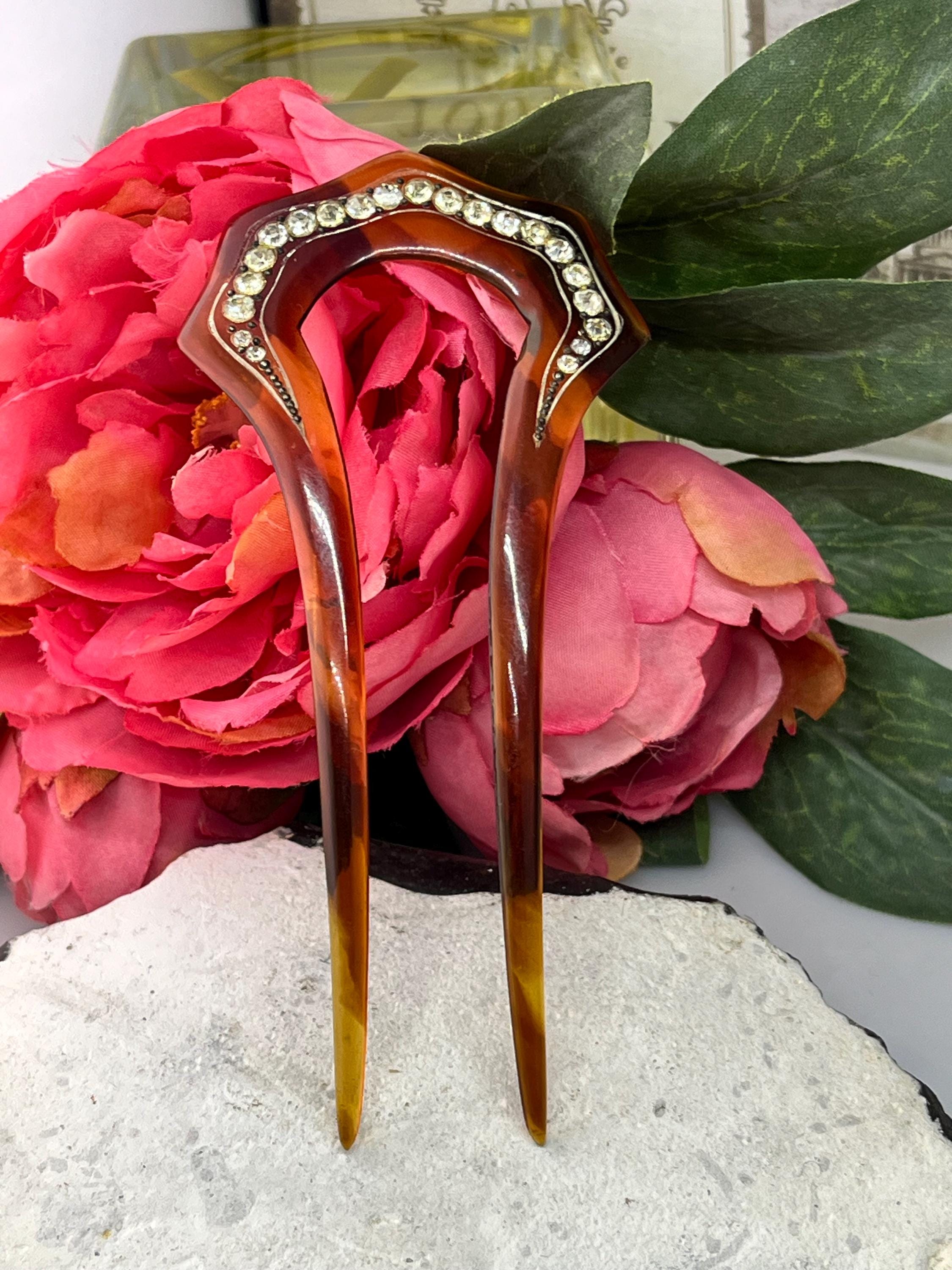 Vintage Art Deco Rhinestone Crystal Brown Tortoiseshell Hair Comb Accessory WOW Art Deco Original Vintage Hair Accessories for sale | eBay main image 4