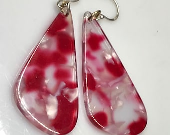 Red acrylic earrings statement dangle
