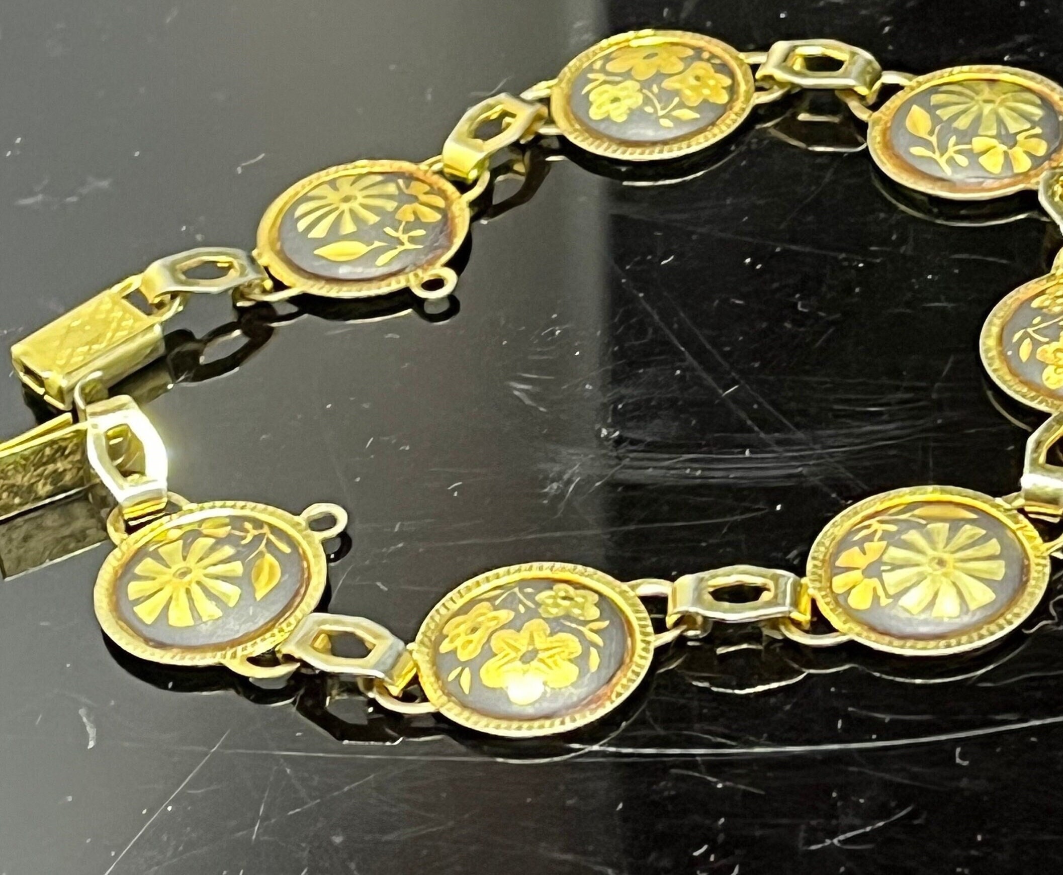 Lot De 2 Bracelets Anciens Or De Tolède – Style Vintage, Sans Marque