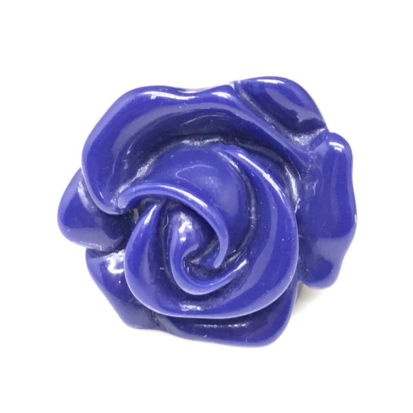 Blaue Rose Resin Ring Vintage Statement
