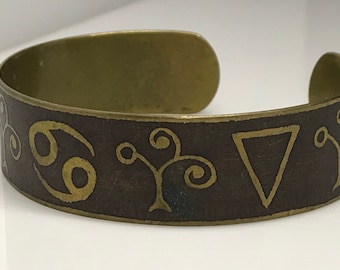 Copper bangle  tree of life  cuff yin yang