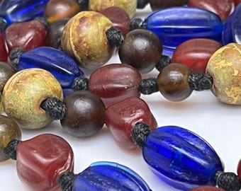 Vintage glass necklace Africa trade bead hand made