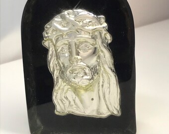 Reverse moulded lucite Jesus paperweight