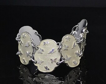 Vintage Eloxal style bracelet link silver butterflies