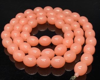Collier Vintage En Perles De Plastique Rose Marbré - Style Rétro Années 50/60 - Occasion