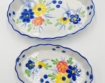 Mediterranean oven to table oval dish blue set two
