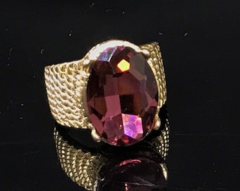 Purple faceted gold tone  ring  statement