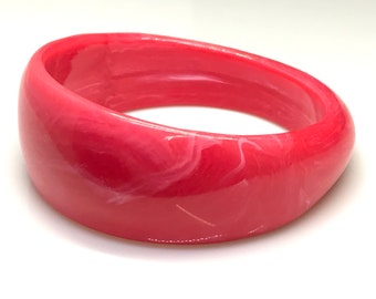 Pink  marbled bangle asymmetrical