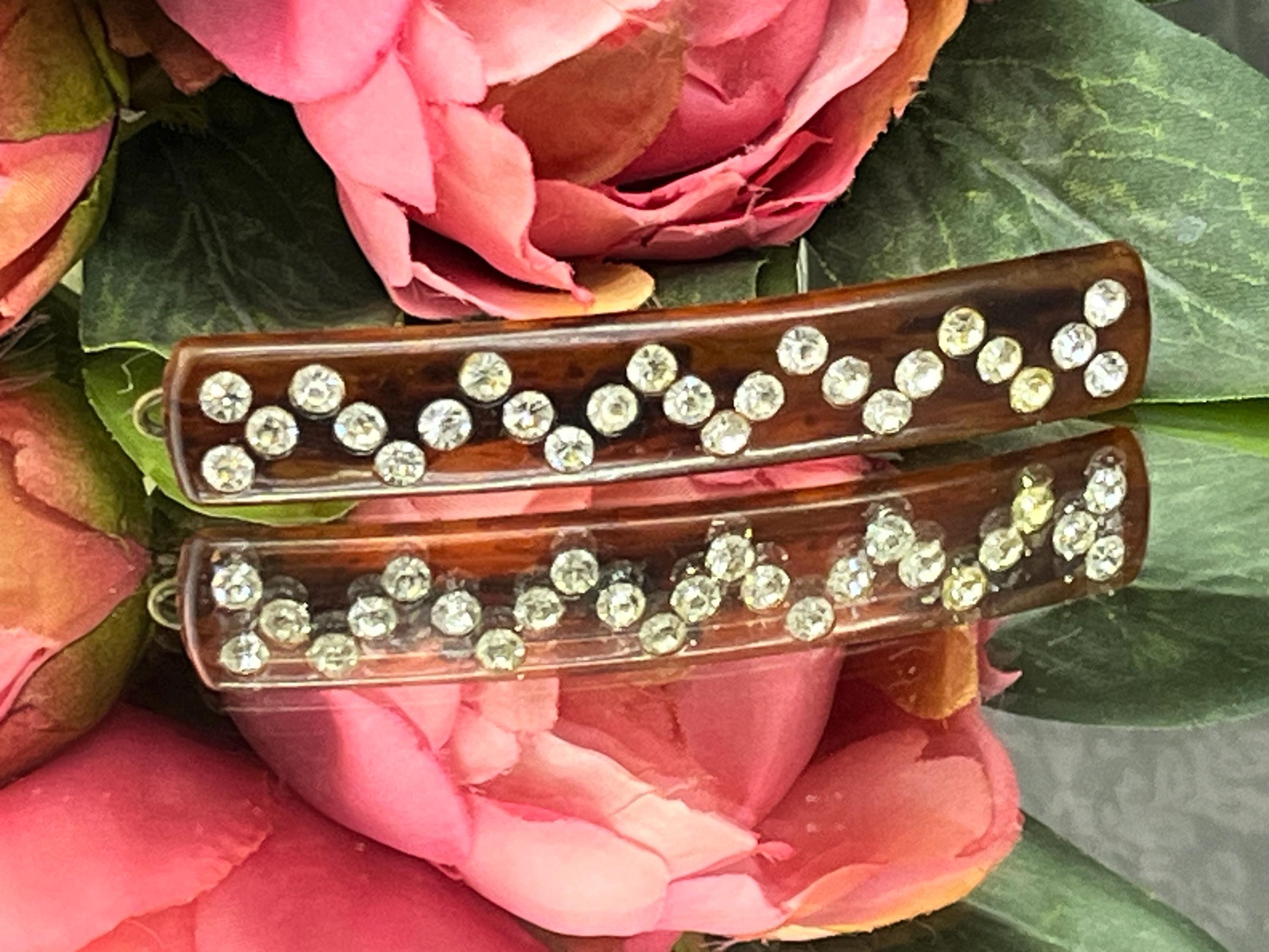 Vintage Hair Clip Faux Tortoiseshell Rectangular - Etsy display picture 1