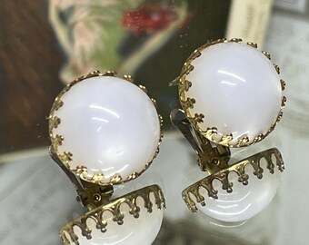 moon glow lucite clip on earrings vintage