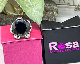 ring black crystal statement Rosa Monckton
