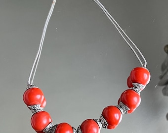 Moroccan style orange resin beaded necklace