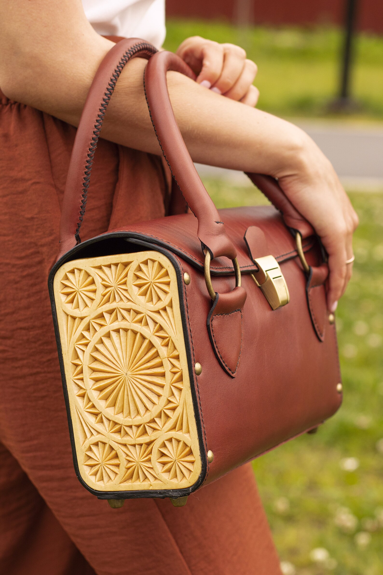 Leather handbag Small wooden bag Womens bags Wooden bag Etsy