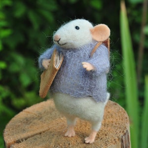 Wool mouse  Needle felted mouse Miniature animal Felt mouse White mouse Needle felt mouse Felted mice Waldorf animal toy Cute felt mouse