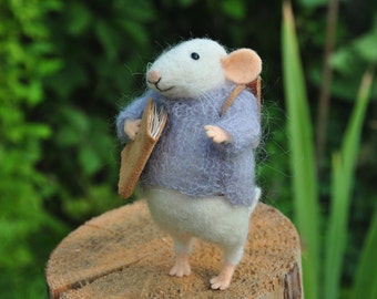 Wool mouse  Needle felted mouse Miniature animal Felt mouse White mouse Needle felt mouse Felted mice Waldorf animal toy Cute felt mouse