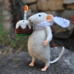 Süße Nadel Filz Maus gefilzt Tier Plüsch Miniatur Wolle Maus Kunst Puppe Geschenk für ihre weiche Skulptur