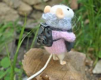 Mouse in sweater needle felted animal felt mice felted mouse with book waldorf felted wool animals felt ornaments mouse doll wool toys tiny