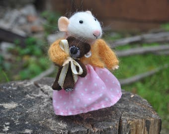 Petite aiguille de souris feutrée souris aiguille feutre souris feutrée Poupée souris miniature Souris blanche feutrés laine souris feutre souris jouets