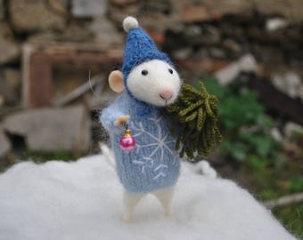 felted christmas animals mouse  Needle felted mouse  Felt mouse White mouse Needle felt mouse Felted mice Waldorf animal toy Cute felt mouse