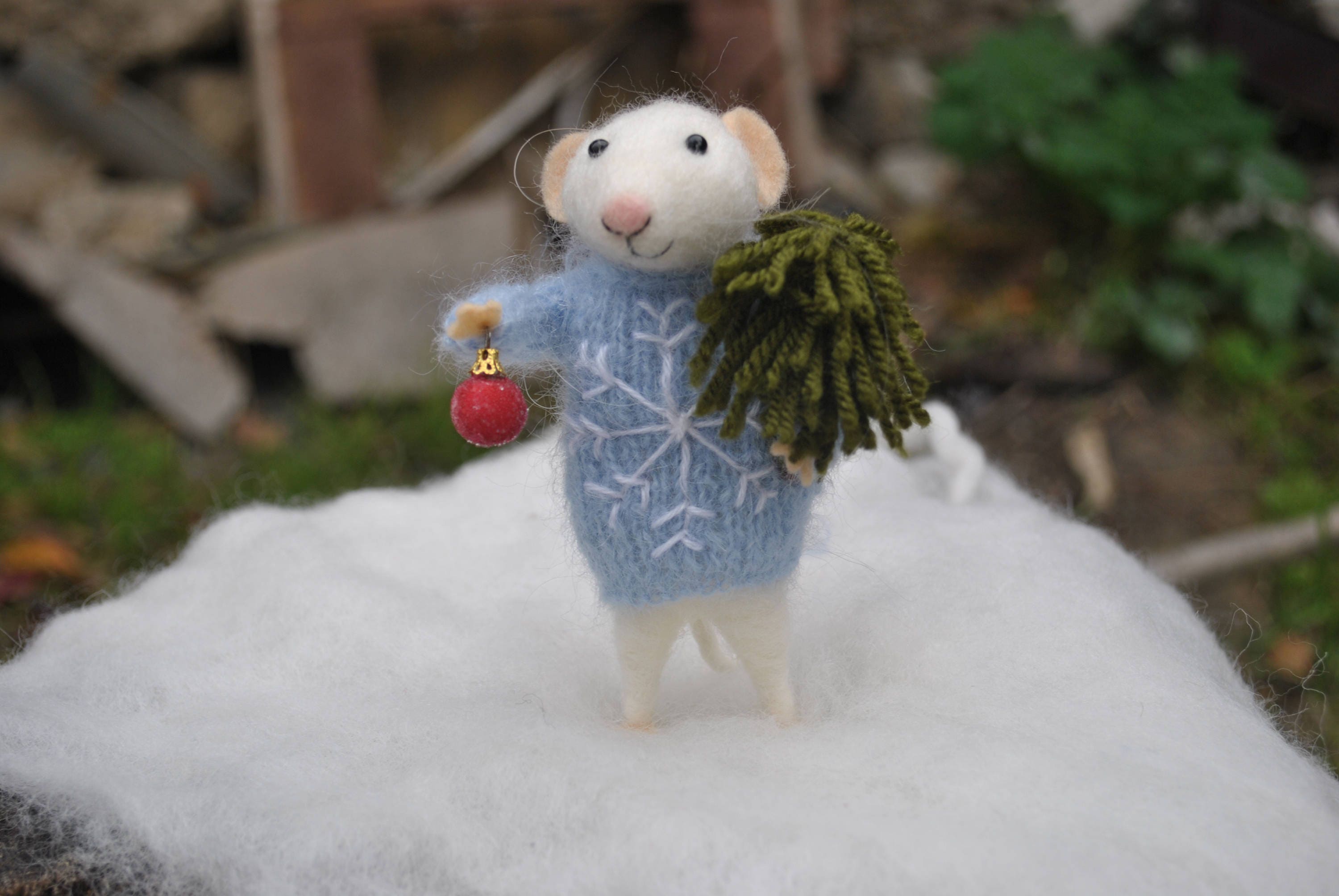 Christmas Mouse Needle Felted Animal Felted Ornament Xmas Gift Etsy