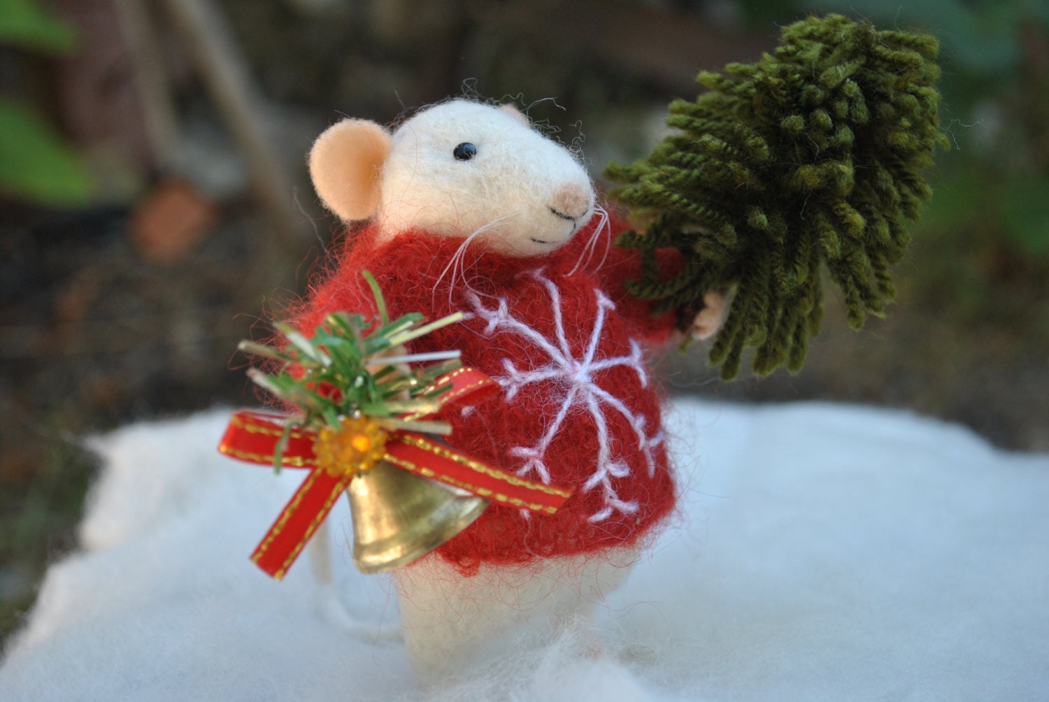 Christmas mouse Needle felted animal Felted ornament Xmas gift Etsy