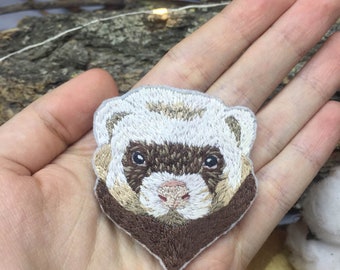 Embroidered pet memorial Brooch ferret