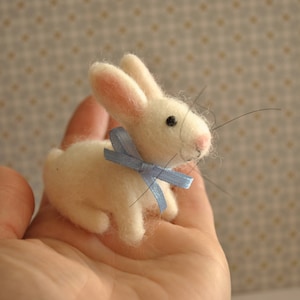 tiny white rabbit little bunny wool cute  rabbit easter felt animals needle felted animal stuffed rabbit soft bunny toy miniature rabbit