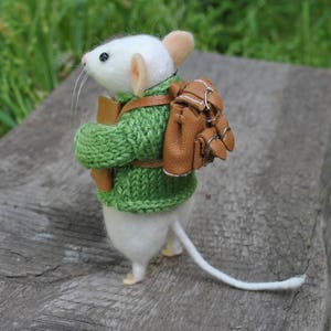 Nadelgefilzte Maus Miniaturtier Filzmaus Weiße Maus Gefilzte Mäuse Waldorf Tierspielzeug Süße Filzmaus