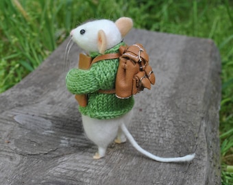 Needle felted mouse Miniature animal Felt mouse White mouse  Felted mice Waldorf animal toy Cute felt mouse