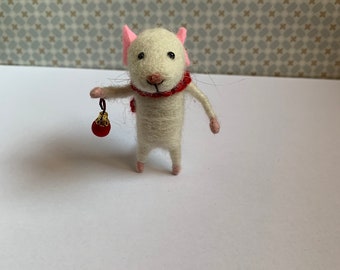 White mouse cute felt mouse needle felt animal Needle felt mouse  Wool mouse  Felted animal Felt miniature soft sculpture stuffed animal