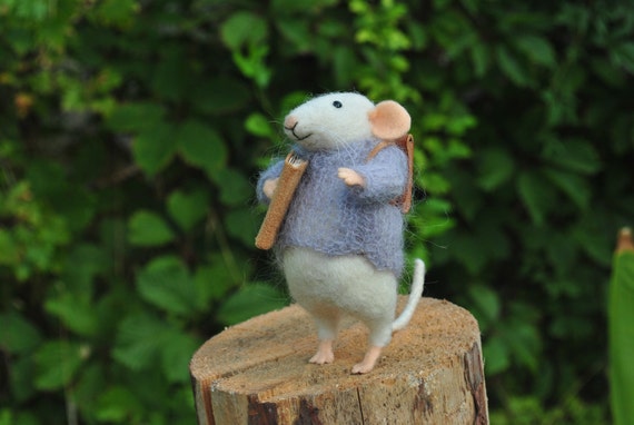 Needle Felt Mouse Miniature Mouse Felt Mouse Dollhouse Mouse Needle Felted  Art Mouse Felt Mice Mouse Wool Mouse White Mouse Realistic Mouse 