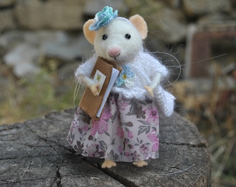 Pequeña aguja del ratón fieltro ratón Aguja fieltro ratón ratón miniatura ratón muñeca ratón blanco ratón fieltro animales ratón lana ratón sintió ratones juguetes