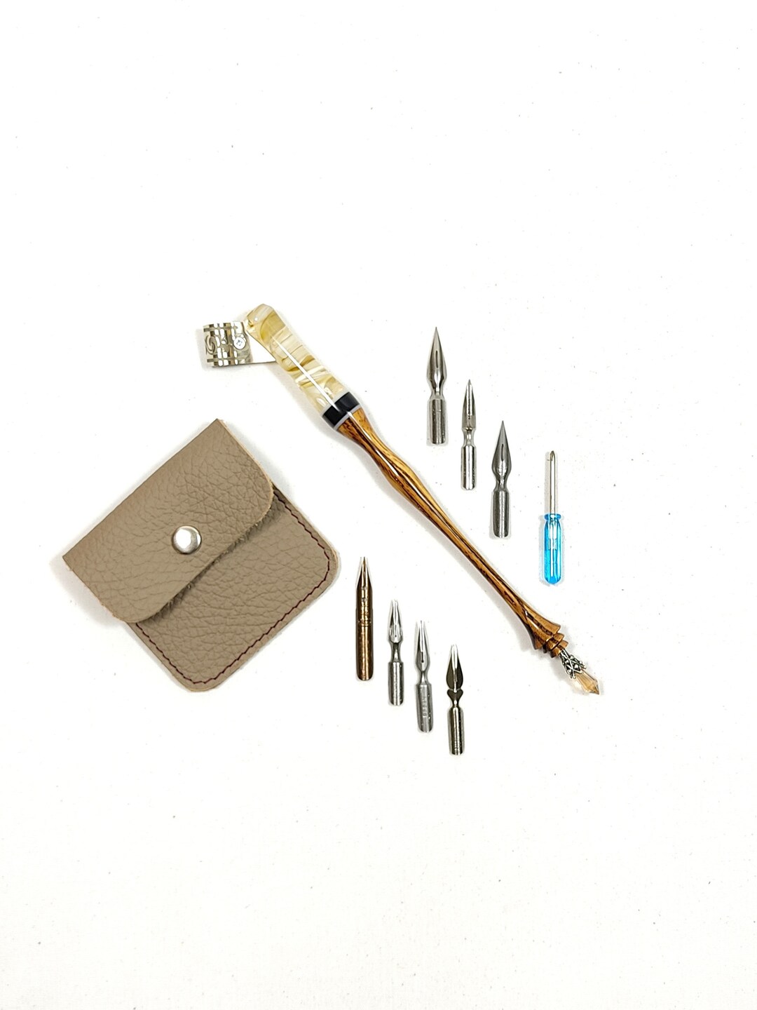 Custom Handmade Oblique Pen Holder With Laser Engraved Bullock Etsy