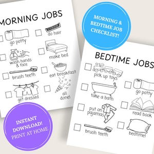 Daily Task Tracker for Kids: Printable Morning & Bedtime Routine Chart | Chore Chart, Daily Checklist, Daily Routine | Digital Download