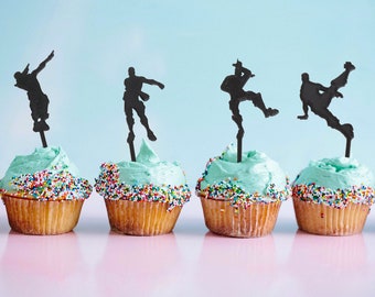 solid cupcake toppers set of 12 silhouette dance moves 3d printed plastic birthday cake toppers - fortnite cakes pinterest